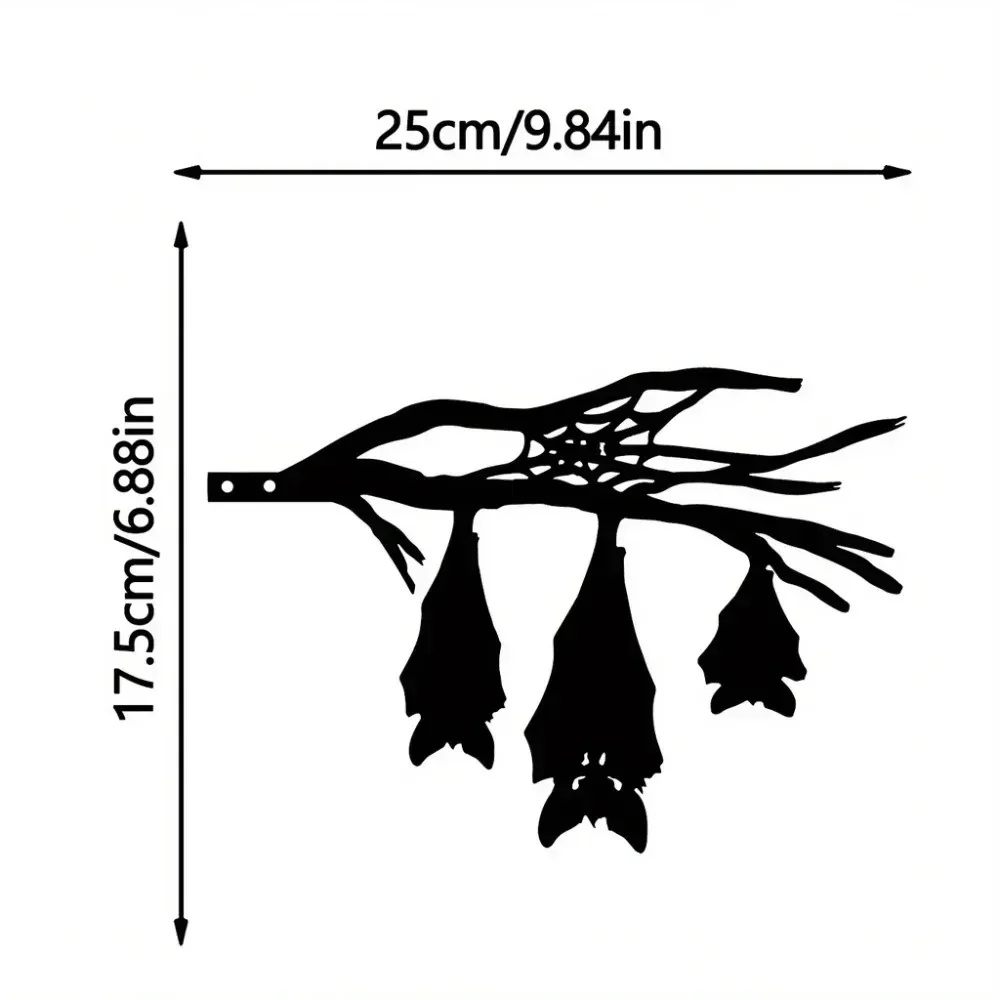 Iron Silhouette Hanging Bat-Shaped Tree Stump Garden Ornament: Elegant Hollow Out Sculpture, Wrought Metal Ground Insert