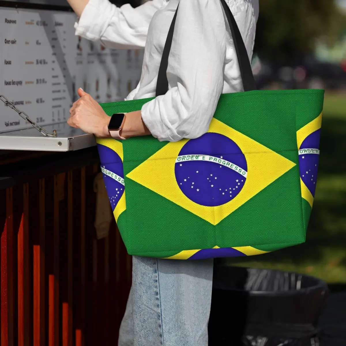 

Brazilian Flag Brazil Beach Tote Bag Sport Gym Yoga Duffle Large Tote Bag Women Travel Bag Fitness bag