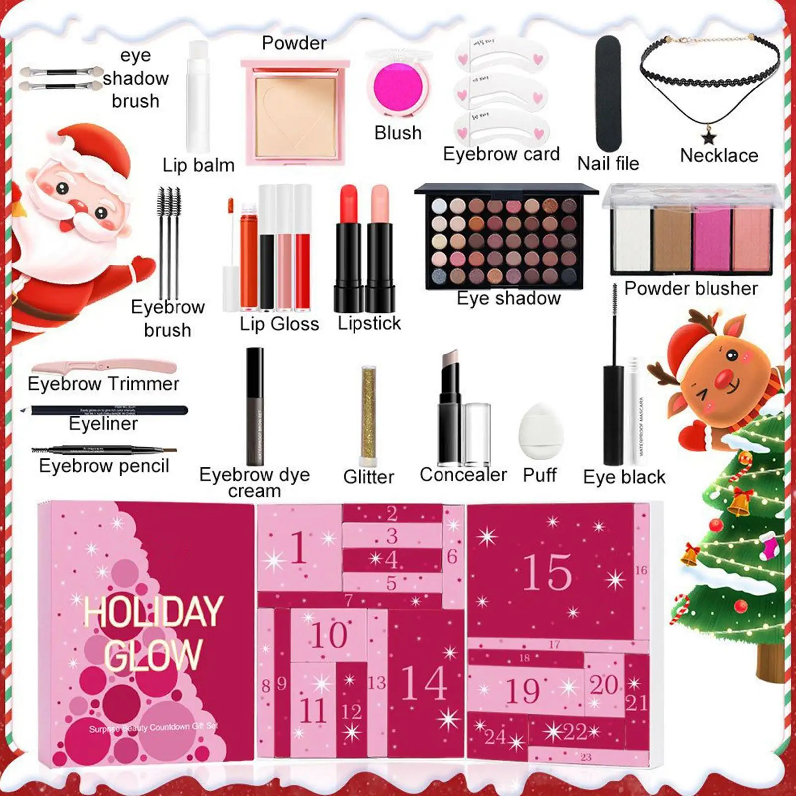 Beauty Christmas Countdown 24 Tage Advent-Set 2025, Weihnachts-Countdown-Set, Kosmetikboxen für Frauen, Teenager, Mädchen, Geburtstag, Neujahr