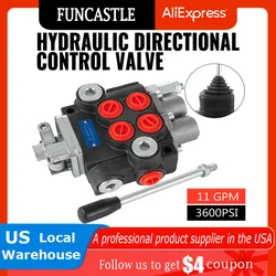 2 Spool Hydraulic Directional Control Valve 11 GPM Motors Spools 3600 PSI Double Acting Cylinder Spool Tractor Loader w/ Joystic