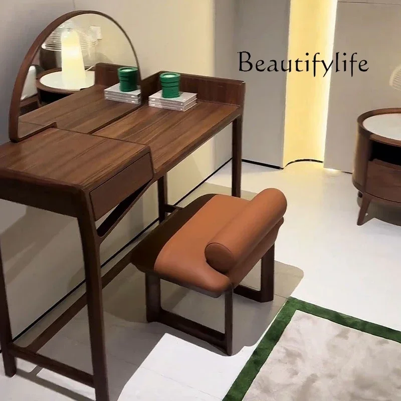 AA X 심플 서랍 화장대 북유럽 스타일 브라운 원목 모던 메이크업 화장대 침실 유럽풍 화장대 가구