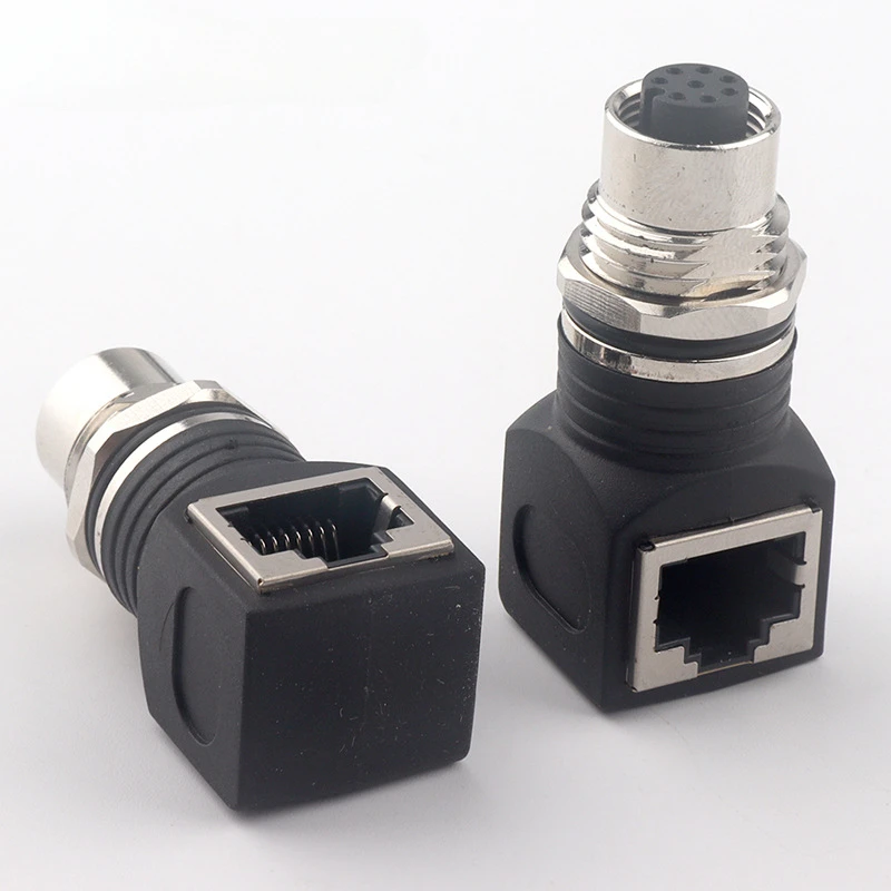 M12 8-pins naar RJ45 Ethernet-connector Industriële kwaliteit 8-pins A-type mannelijk/vrouwelijk naar RJ45 vrouwelijk stekkeradapter M12-converter