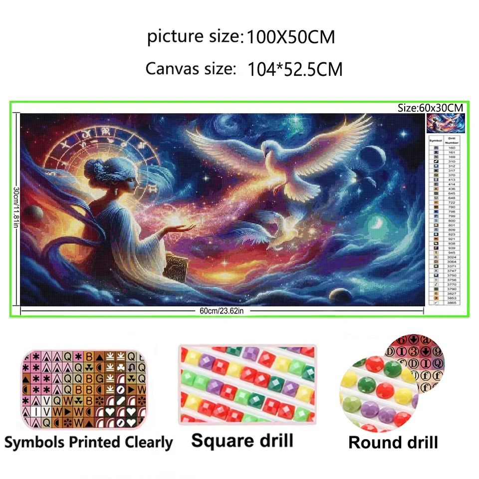 12 Constellation Woman Pigeon Large 5D Diamond Painting New 2025 Cross Stitch Kits Full Square/Round Diamond Mosaic Room Decor