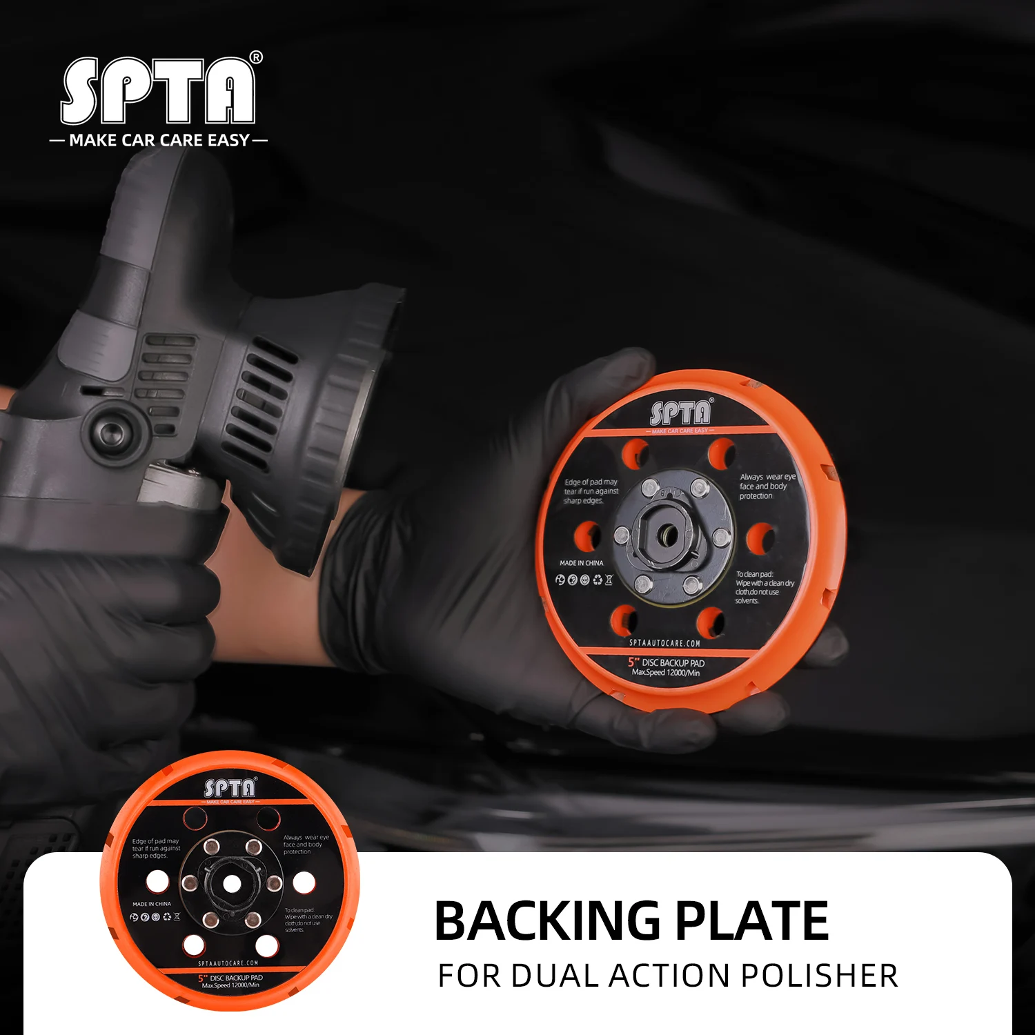 SPTA 5 inch 6 inch Backing Plate Hook and Loop with Heat Emission Holes for Dual Action DA Polisher 125mm 150mm