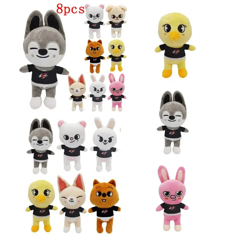 

8pcs/set Plush Toy SKZ 20cm Kawaii Stray Kid Cute Plush Cartoon Stuffed Animal Doll Kawaii Companion for Kids Adults Fans Gifts