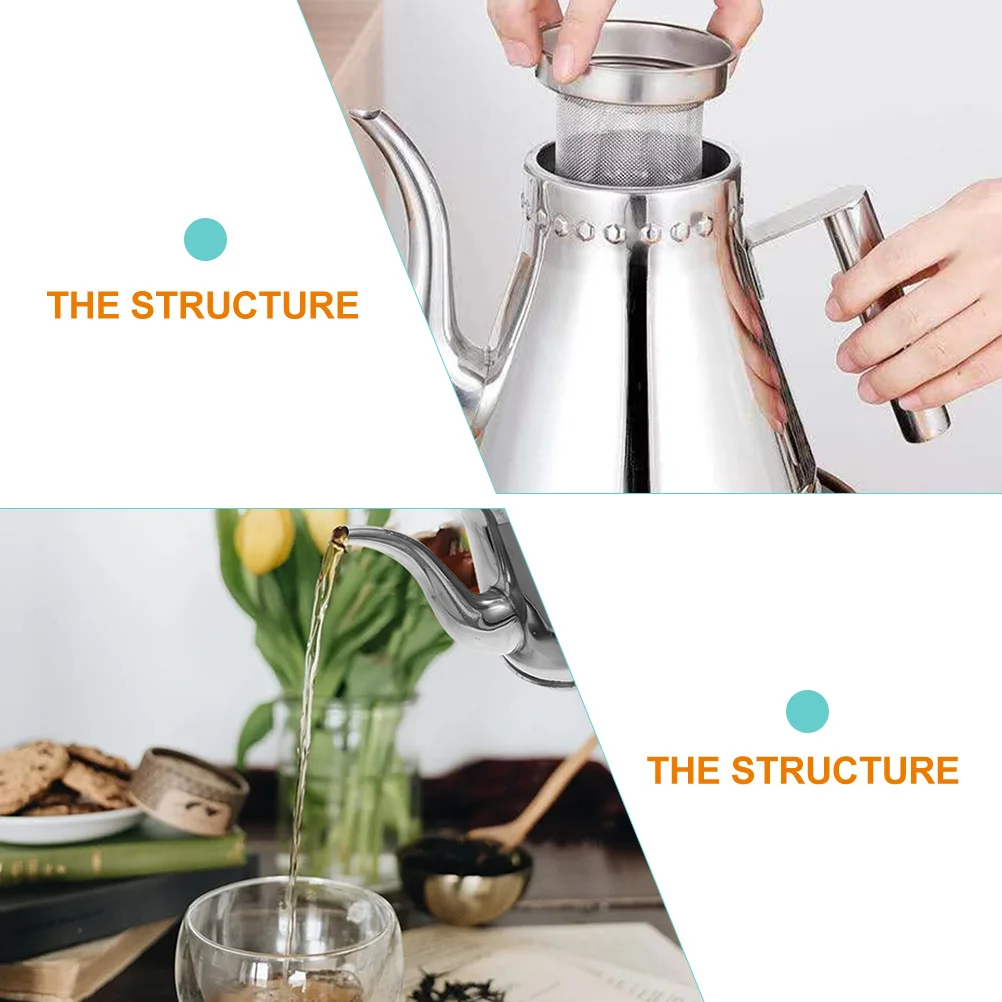 

Stainless Steel Tea Pot 1.5L Silver Water Boiling Kettle Heat Resistant Anti-Scalding Handle Kitchen Gadget For Tea Coffee