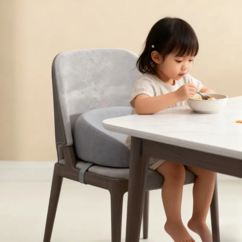 洗える厚手のソフトな高さ調節可能なシートクッション、0-2歳児用、滑り止め付き、幼児用ダイニング/学習椅子パッド