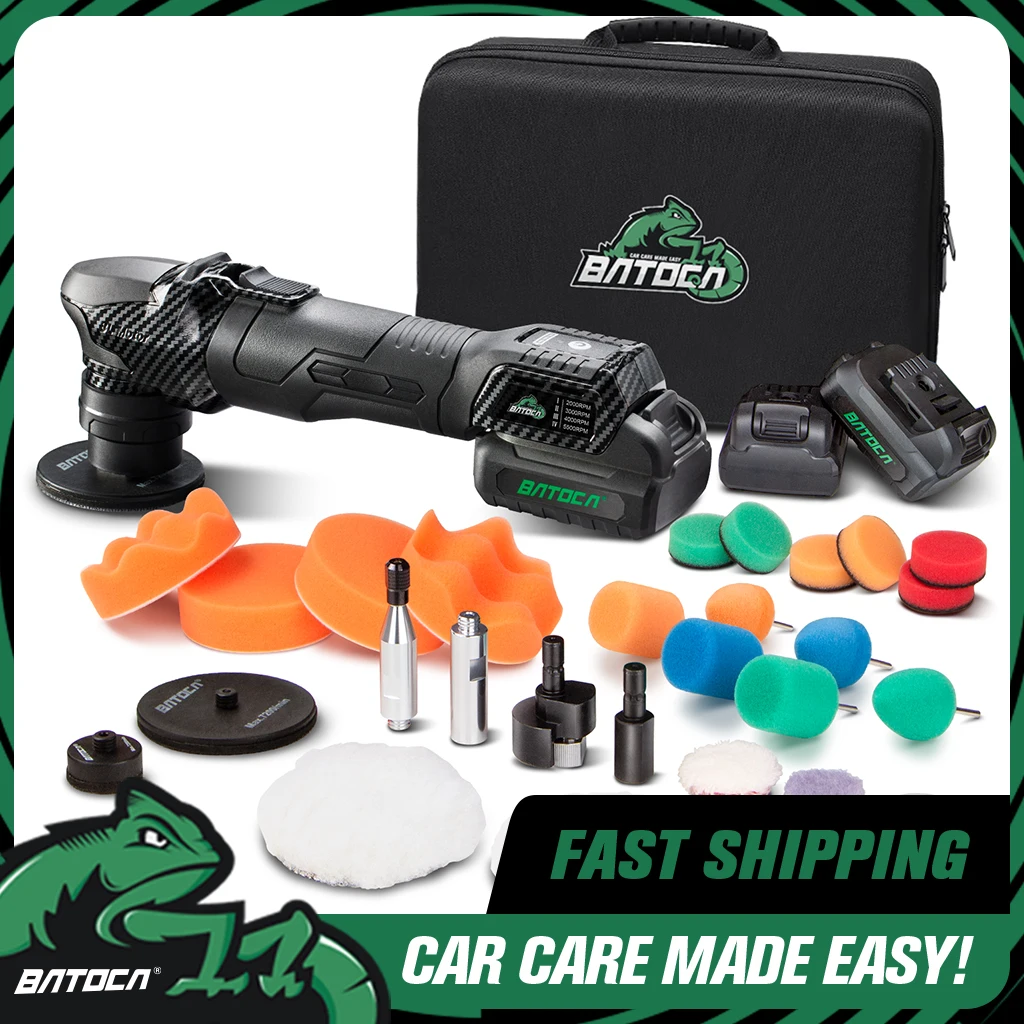 

BATOCA S4 Brushless Cordless Car Polisher 12V Mini Detail Buffer DA/RO 1" 3" Machine 2500mAh Dual Batteries Kit (Carbon/Camo)