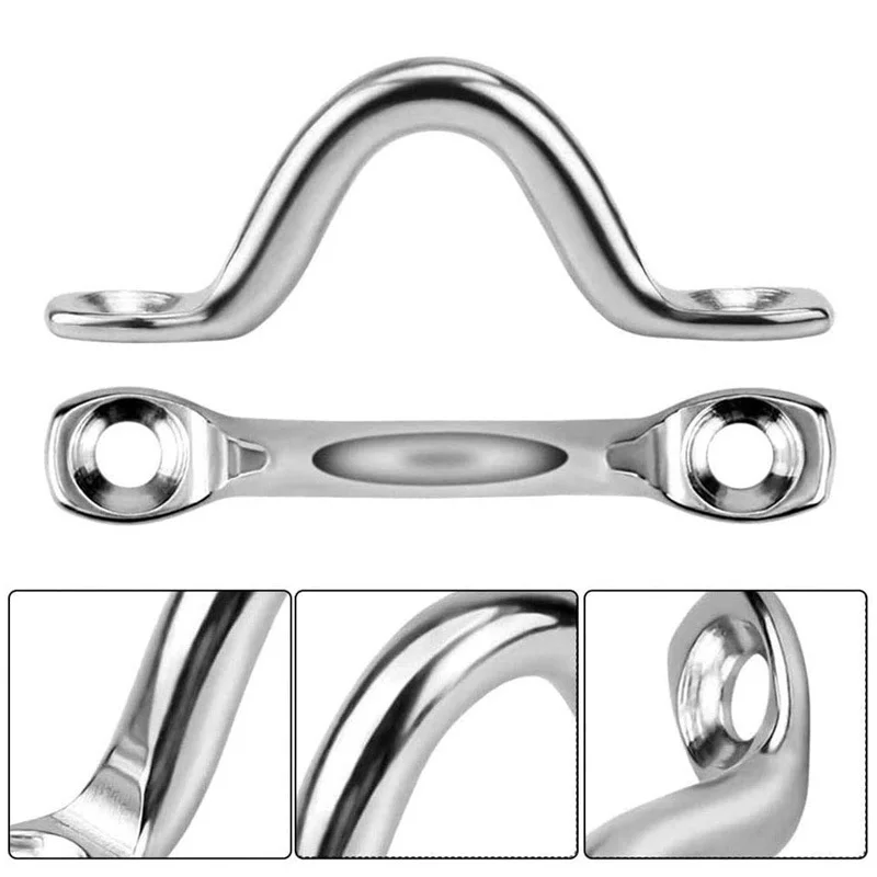 12PCS Camel Back Cleat Stainless Steel U‑Saddle Deck Fitting Boat Yacht Bow Eye Pull Handle Fastener with 24 Screws
