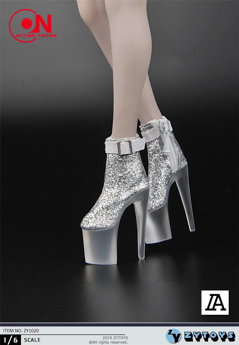 En Stock ZYTOYS 1/6 ZY1020 soldado femenino zapatos de tacón alto con parte inferior transparente modelo apto para figura de acción de 12 pulgadas zapatos de muñeca OB OD