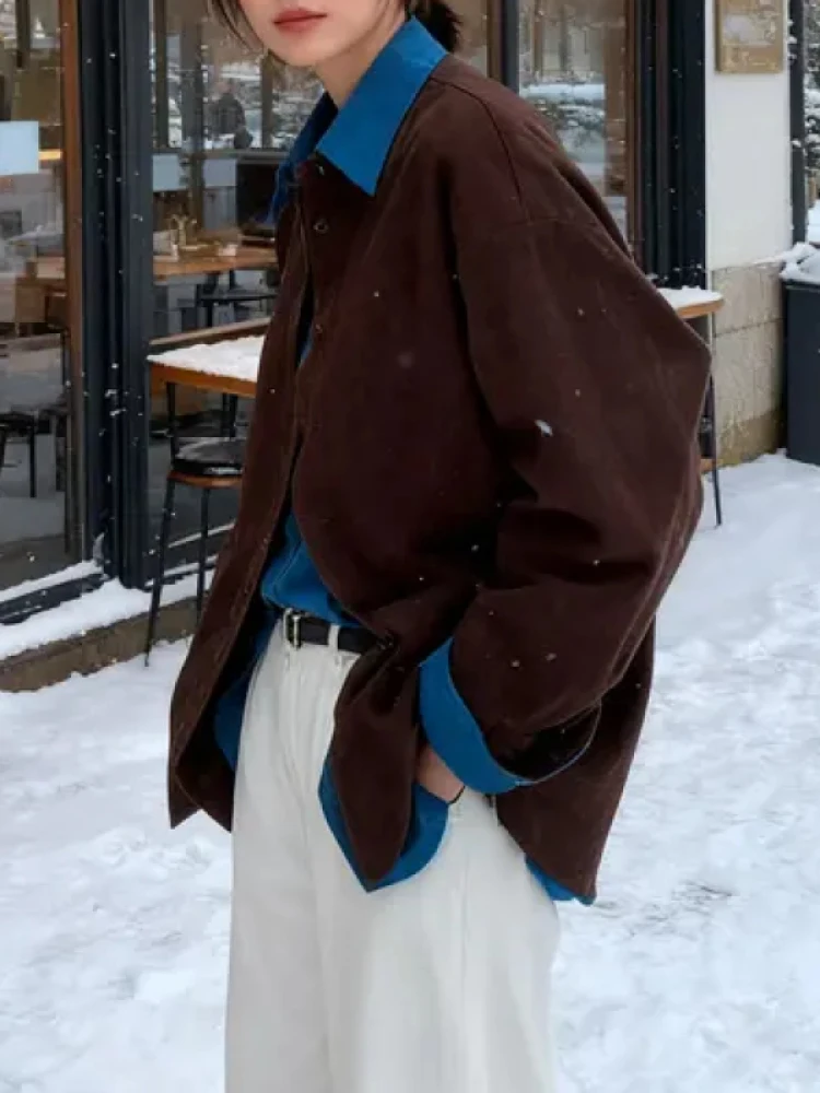 

Retro Hong Kong Sle Long Sve Casual irt Women's Faionable Versatile Ladies' irt Commute Sle Loose Fit Breathable