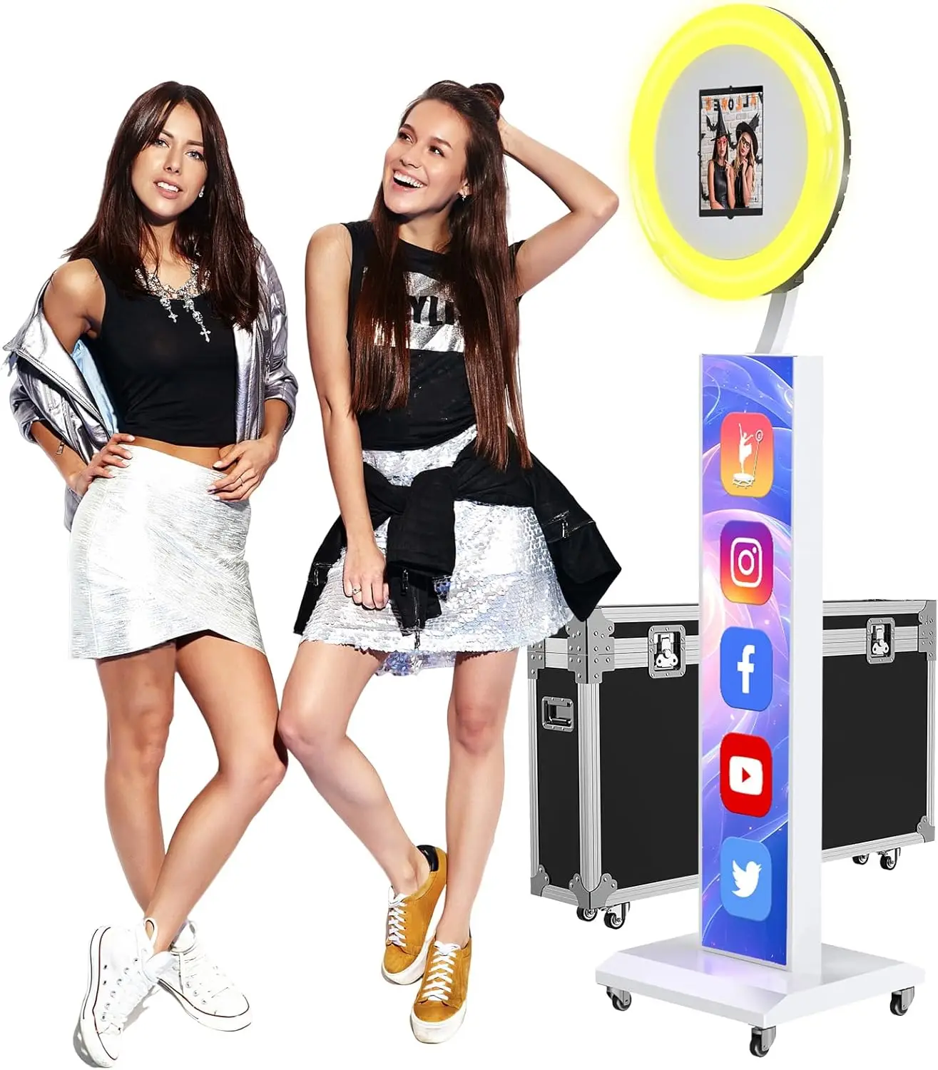 

Portable Photo Booth Compatible with Any Ipad,Large Lightbox Ipad Photo Booth for Renting,Free Photo Booth Props,Software APP