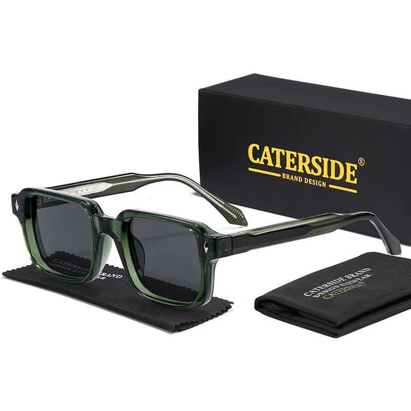CATERSIDE Vintage Herren Quadratische Sonnenbrille Marke Design Tempel Tipps Sonnenbrille Damen Outdoor Reise Party Brillen UV400 – Detail 7