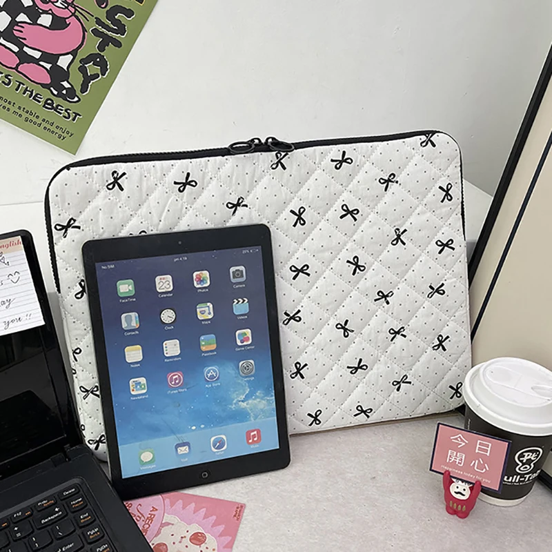 Bowknot Laptop Sleeve Bag For Macbook For Ipad Pro For Lenovo Thinkbook For HP Dell Women Work Notebook Computer Soft Protector