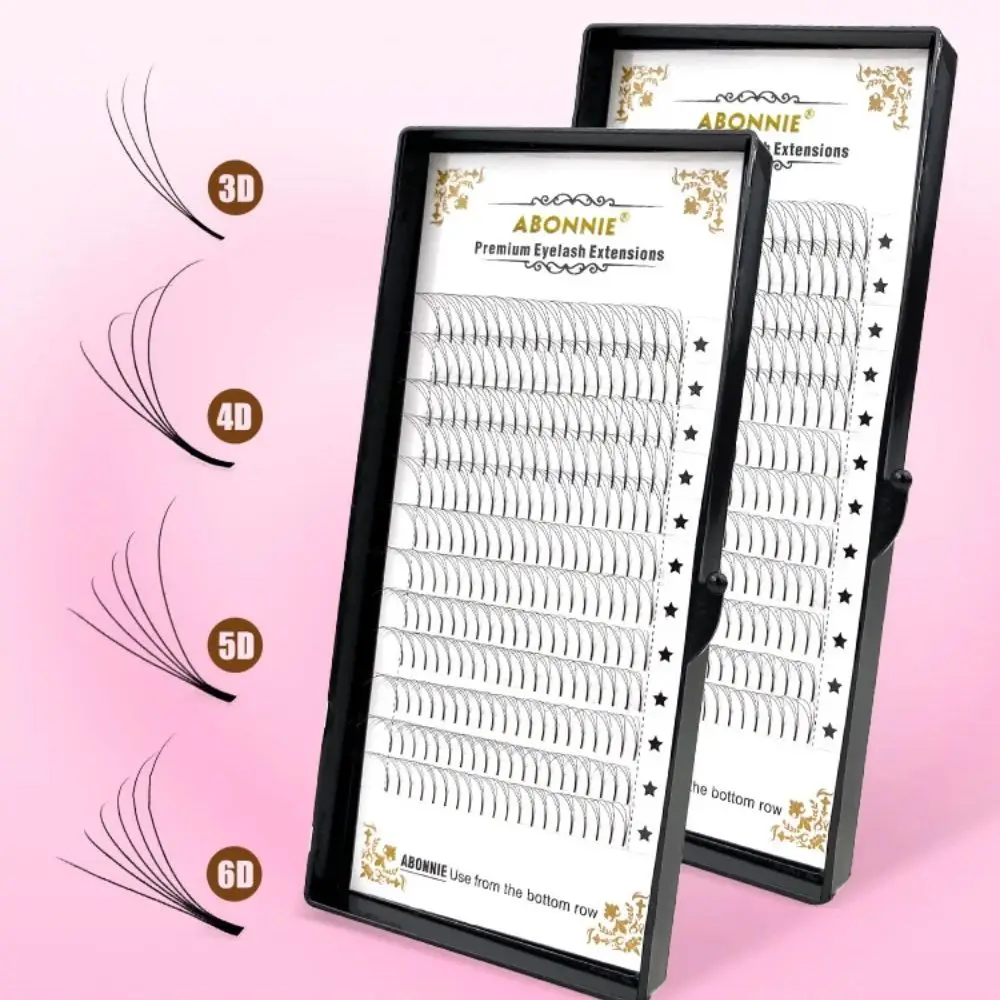 

Abonnie Long Stem Premade Fan Lash Russian Volume Eyelash Extensions Eyelash Bouquets Volume Soft Matte Black Premade Extension