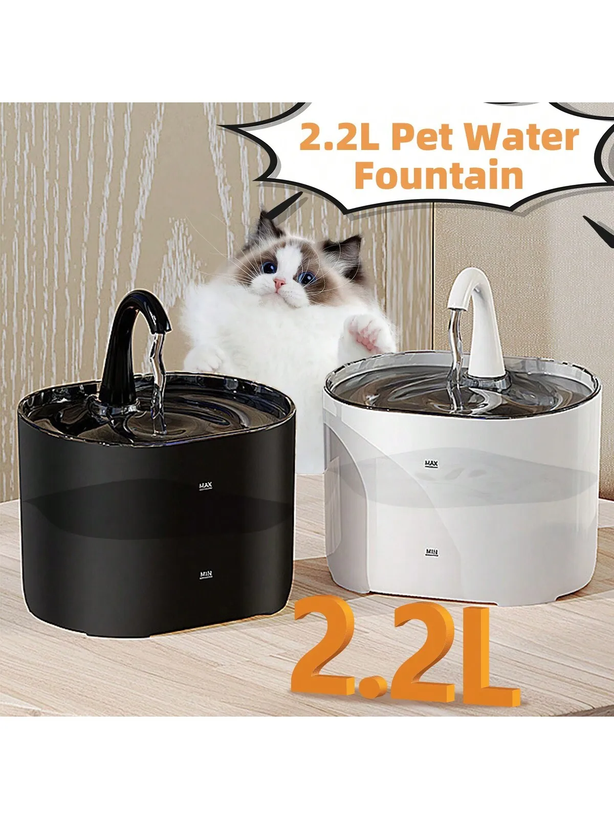 

Intelligent Eco-Friendly Portable Pet Water Fountain Automatic With Filter Large Capacity USB Electric Cat Water Dispenser