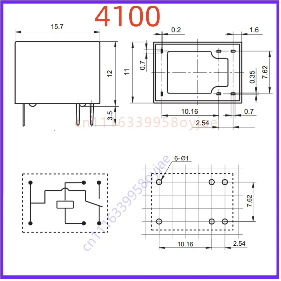 10PCS Reliable for 6Pin 3A SPDT Relay YL01H-DC12V 4100