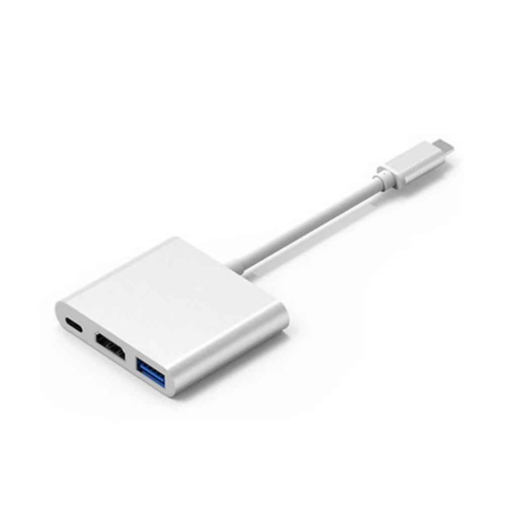 Cavo di proiezione per schermo del telefono tre in uno con guscio in alluminio 4K Docking station multifunzionale USB 3.1 da tipo C a HDMI ad alta definizione