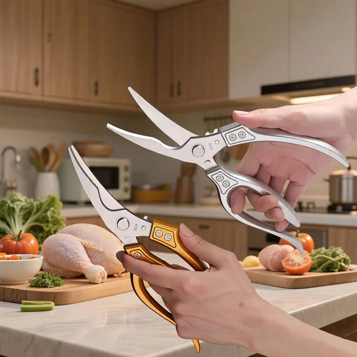 Stainless Steel Chicken Bone Scissors Kitchen Scissors Household Food Scissors Fish Chicken Duck Cutter Scissors Knife