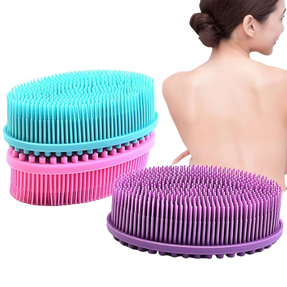 Double Sided Silicone Massage Bath Brush Soft Gentle Baby Take Shower Tactile Brush Adult Back Rubbing Tool Bathroom Accessories