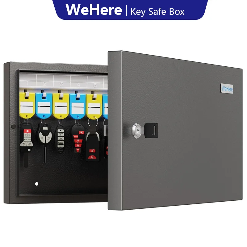 24-Key Cabinet Organizer,Key Lock Box&Safe Security Storage Holder for Valets,Hotels,Car&House Keys,Keeper Box