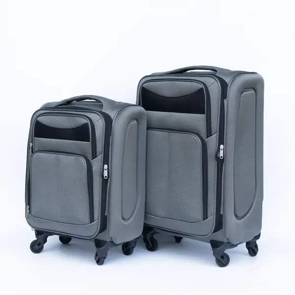 

20"+24" Gray Oxford Luggage Set 2 Piece Trolley Case Universal Wheels No Combination Lock