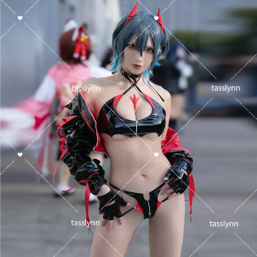 

Game Azur Lane Schlachtschiff H Cosplay Costume Racing Queen Schlachtschiff H Leather Bikini Ulrich Von Hutten Anime Cosplay