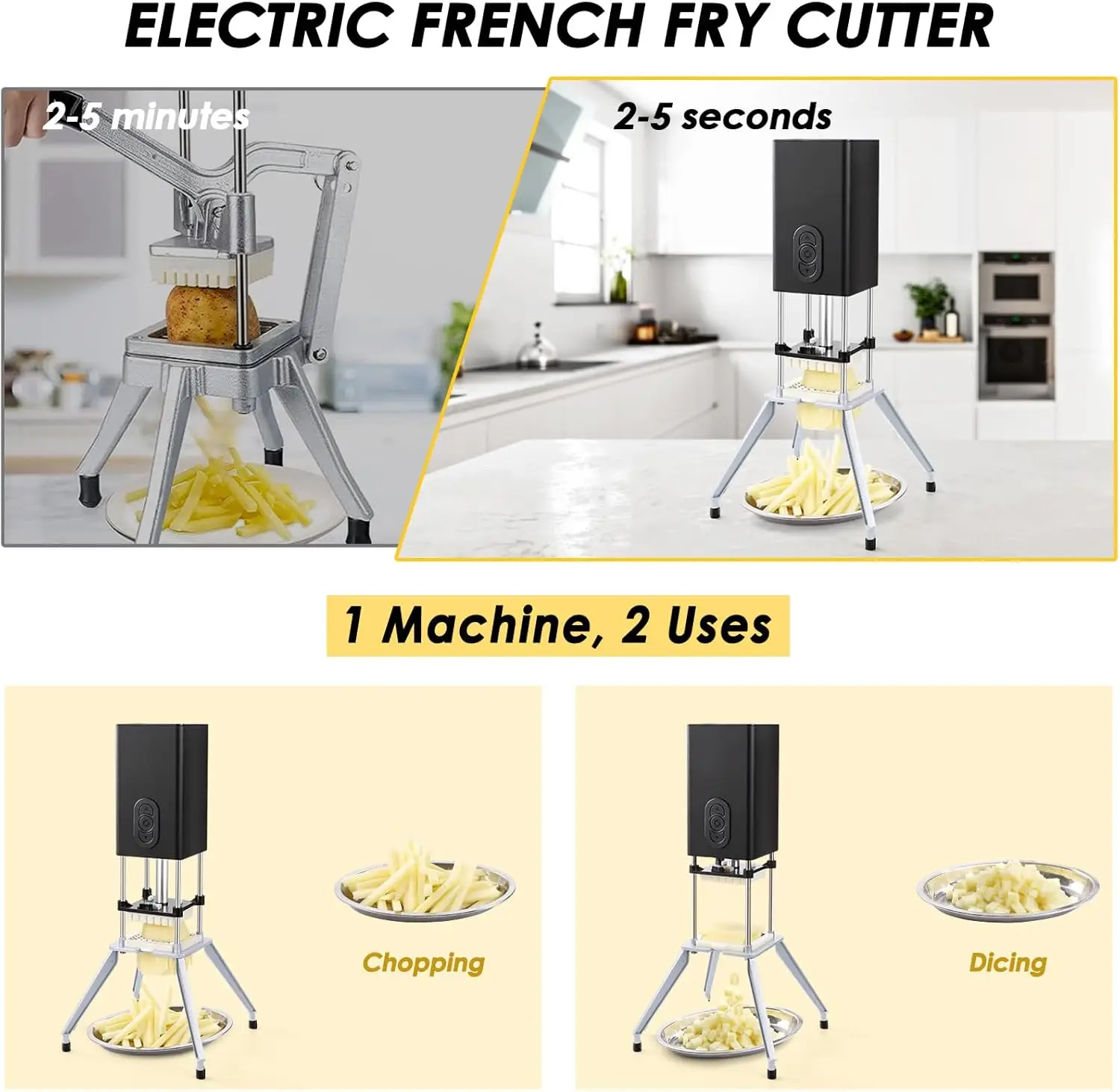 電動フライドポテトカッター、垂直フライドポテトカッター、12インチと38インチのブレード、業務用および家庭用自動カッター