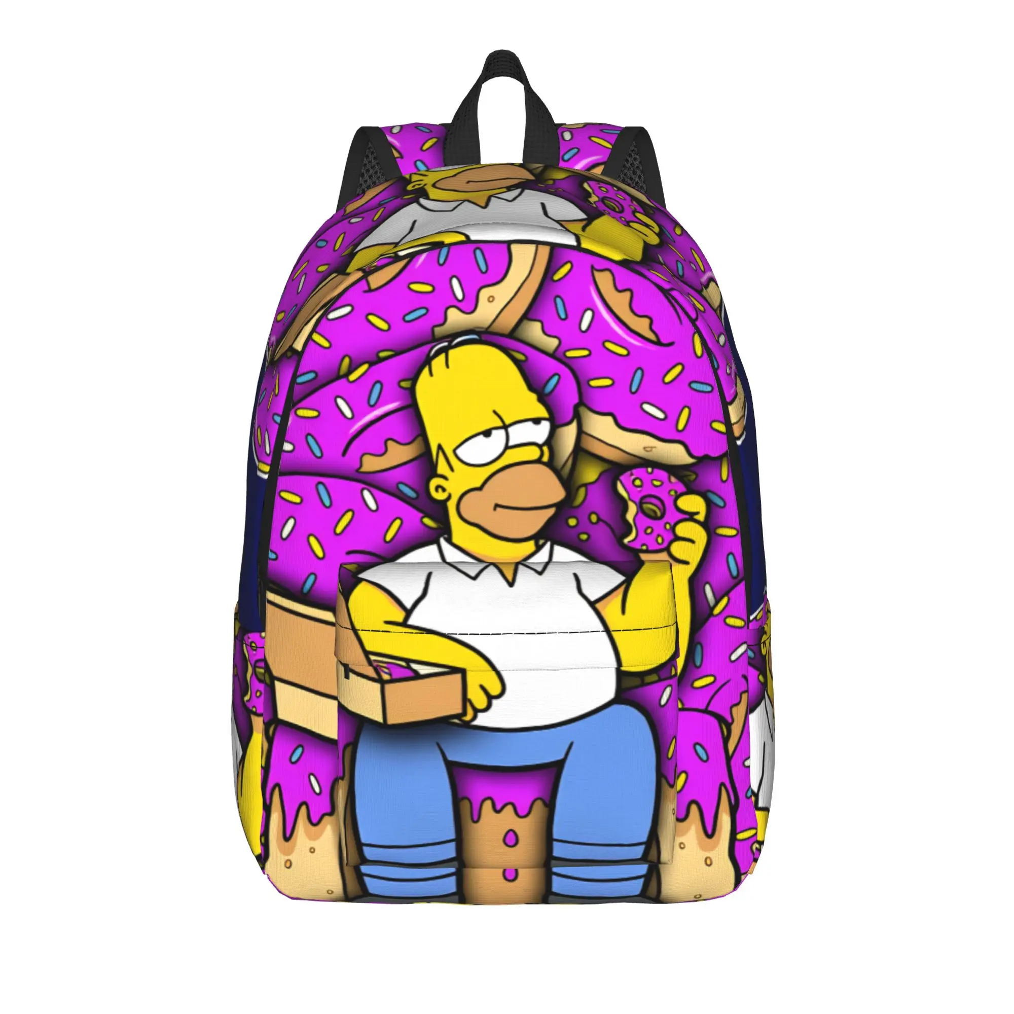 Homer S-Simpsons Donut Throne Funny Meme Backpack Male Large Backpacks Polyester High School Bags Trekking Designer Rucksack