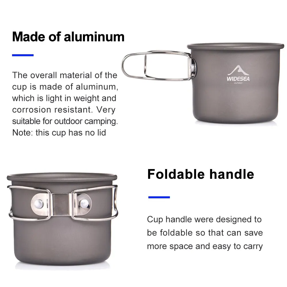 Widesea Camping Mug Outdoor Coffee Tea Aluminum Cup Tourism Tableware Picnic Cooking Supplies Equipment Tourist Trekking Hiking