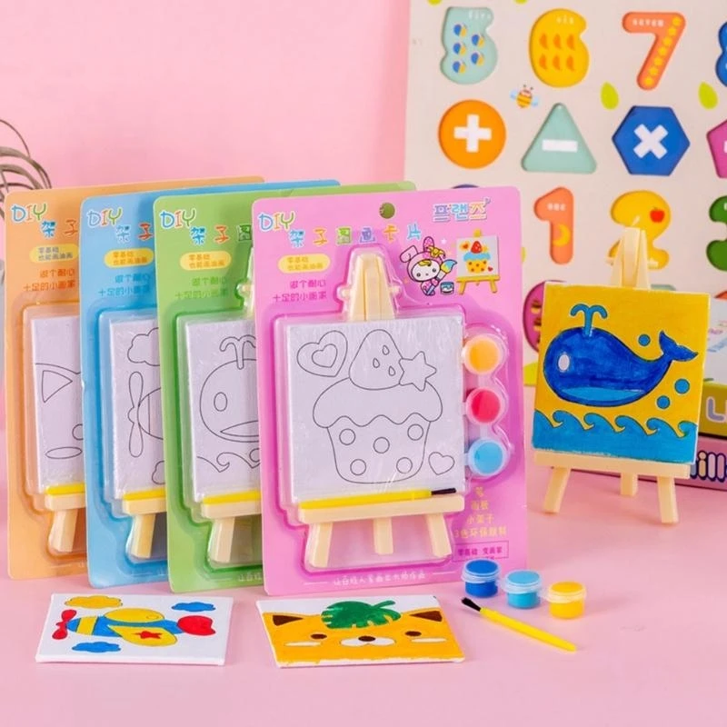U13f Pintura DIY Conjunto infantil Imagem Pintura a óleo Pintura desenho animado Presente para crianças