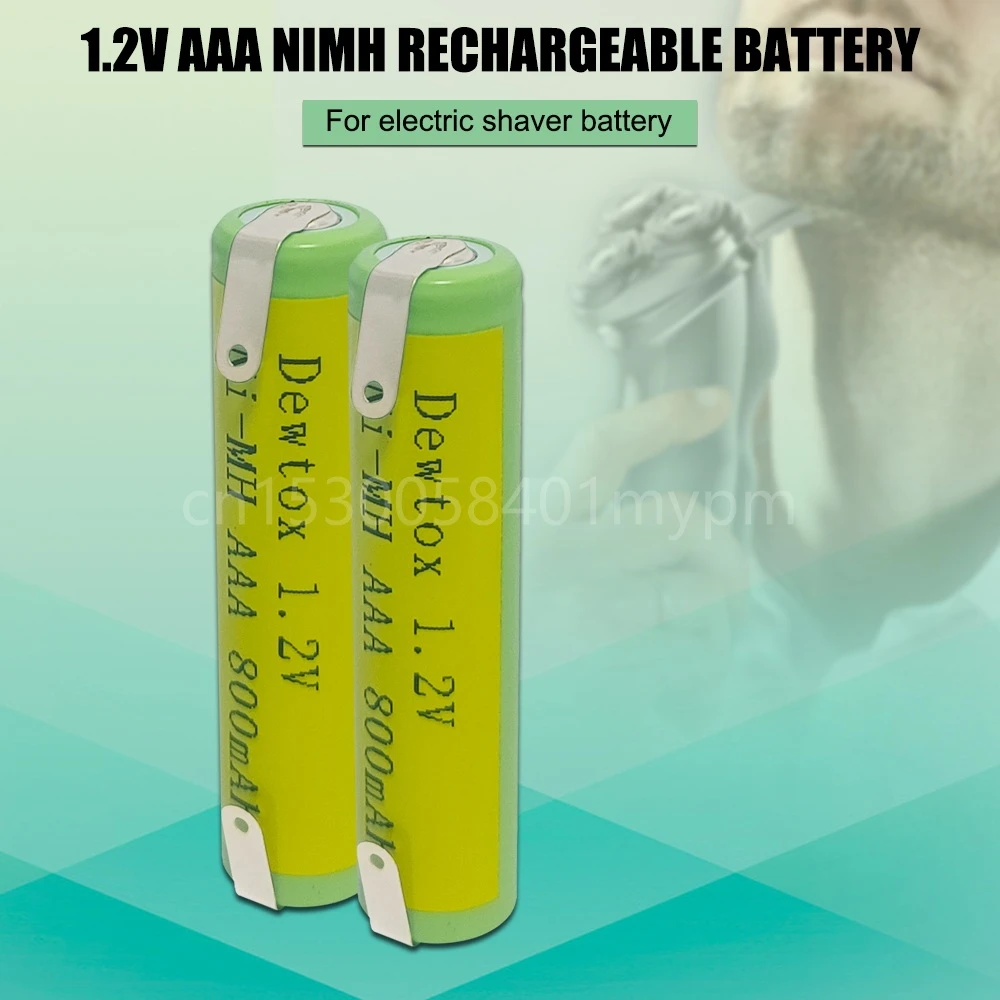 1.2V 800mah Ni-MH AAA Rechargeable Battery Cell Green Shell with Welding Tabs for Philips Electric Shaver Toothbrush Razor