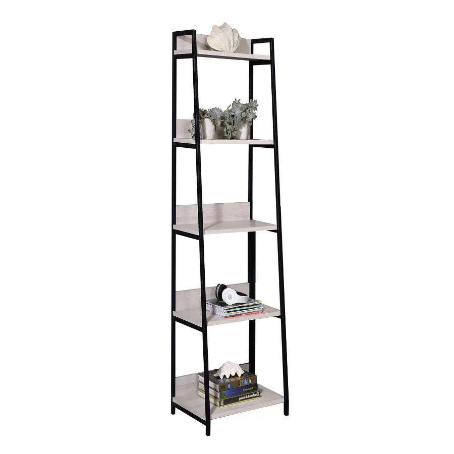 

Natural and Black 5tier Ladder Bookshelf