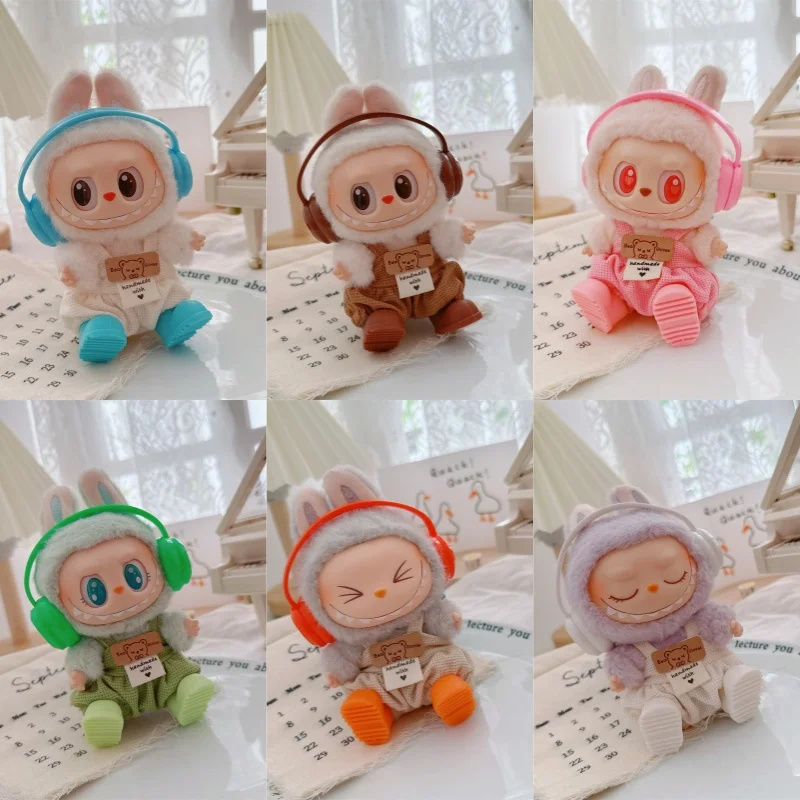 

Комбинезон с медведем, наушники, обувь, одежда для куклы Labubu 17 см, костюм V1 V1 V3, наушники, короткие сапоги, аксессуары, подарок для девочек