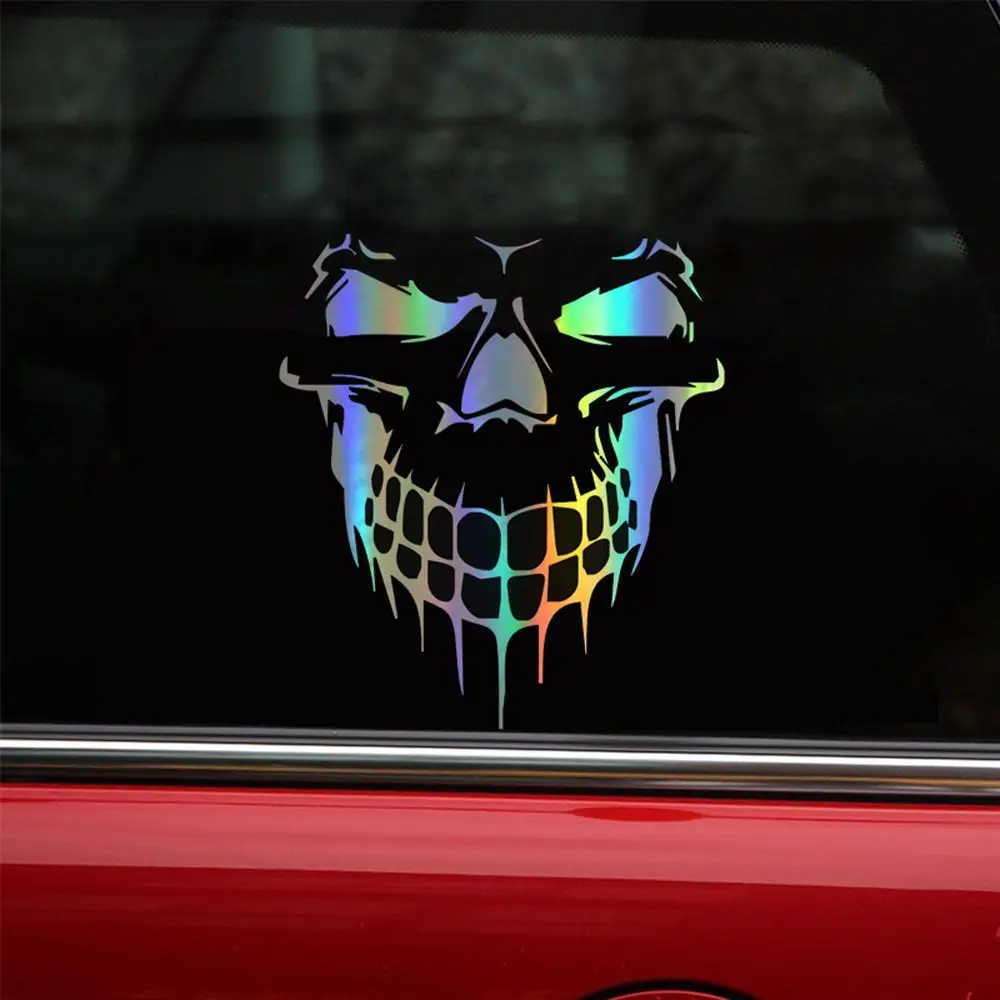Calcomanías para motocicleta, película reflectante 3D para ventana trasera, pegatinas divertidas, pegatinas de calavera para coche, accesorios exteriores, decoración de estilo de coche