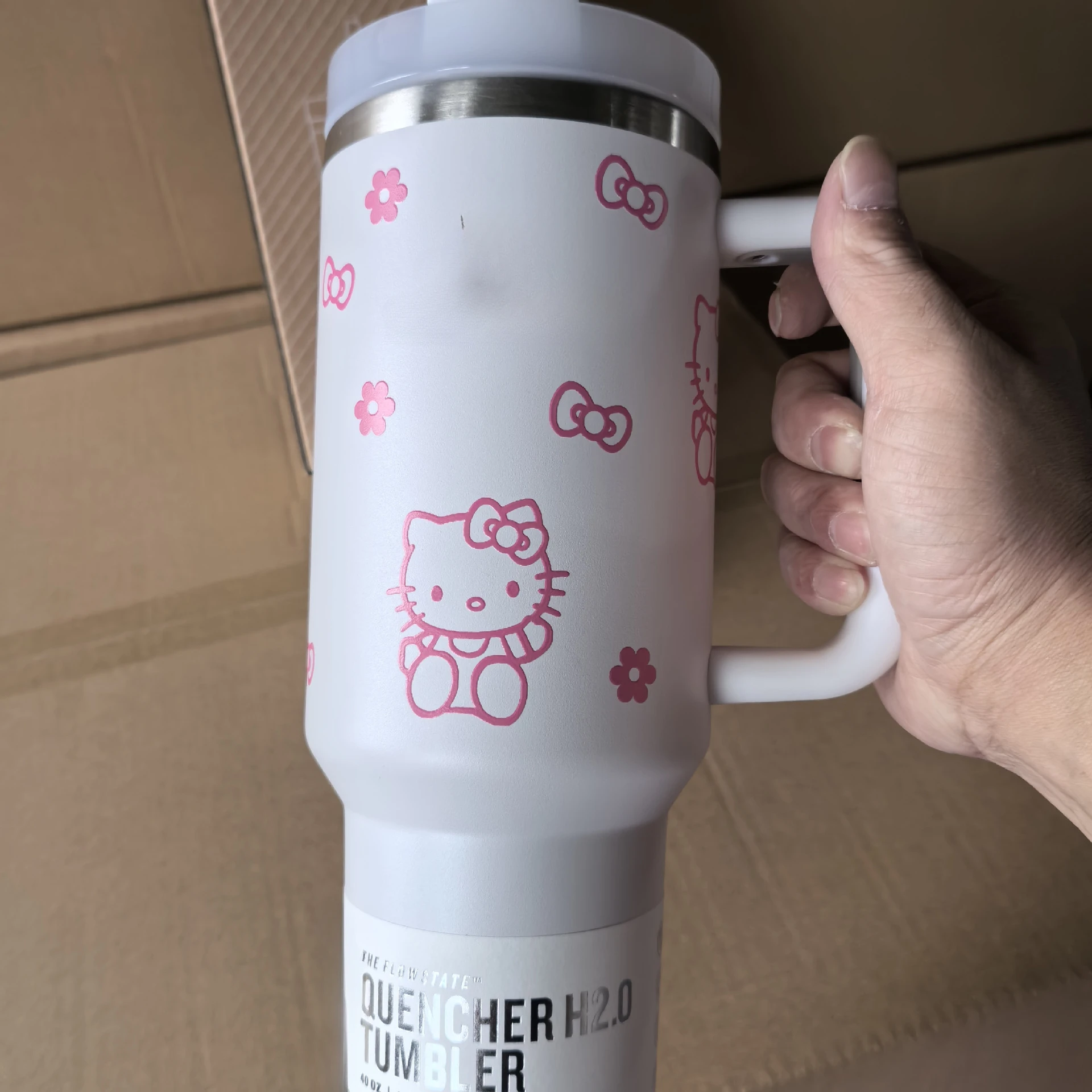 Sanrio New Hello Kitty 40oz Thermos Cute Cartoon Large Capacity Drink Coffee Handle Mug Fitness Ice Tyrant Cup Lnsulated Mug