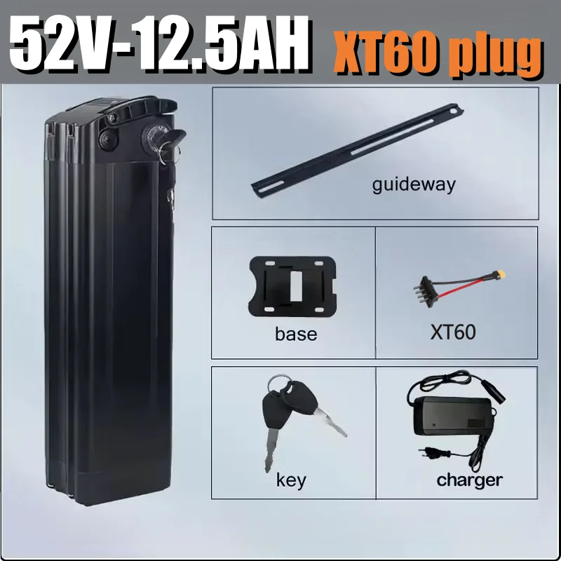 36V 48V52V 40ah Fahrad Silver Fish Akku Accu 20/30/40ah 48V Lithiumbatterij Motorbereik 250-1500W, Automotive-grade batterijcellen