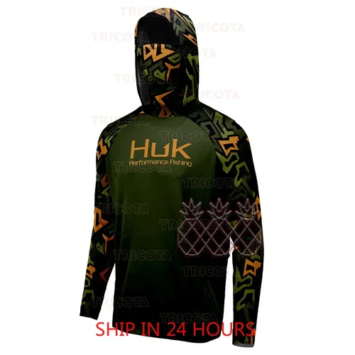Imagen 1 del producto Camisas de Pesca HUK, máscara facial de manga larga de verano, Camisa con capucha de Pesca UPF50 +, ropa de Pesca de rendimiento transpirable, Camisa de Pesca