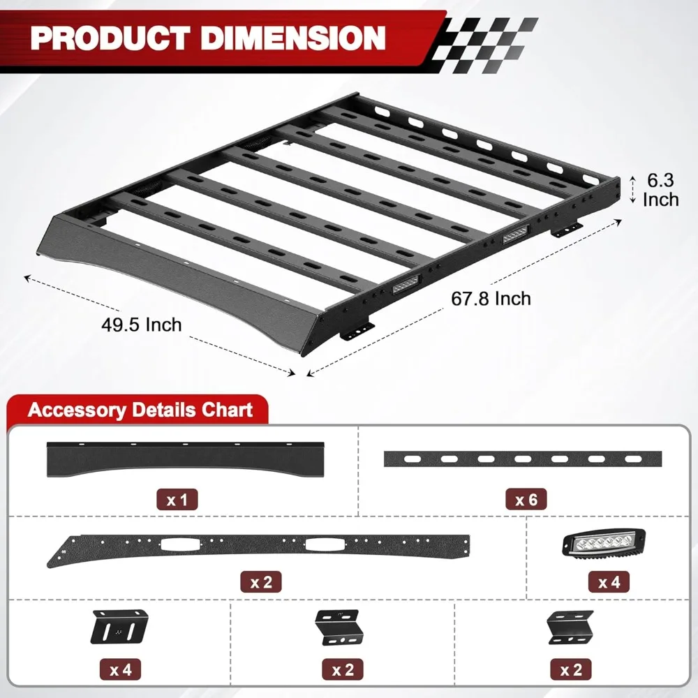 Heavy-Duty Rooftop Cargo Carrier Basket for Ford F250, F350, F450 2017-2022 Models - Off-Road Luggage Storage Solution