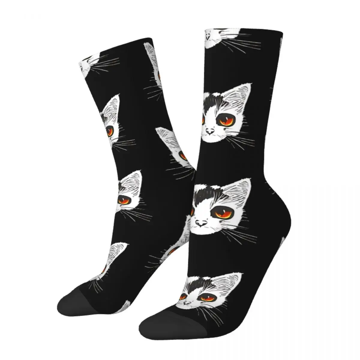 Happy Men's Socks Cat Tile Model Ash The Stray Retro Harajuku Street Style Novelty Pattern Crew Crazy Sock Gift Printed