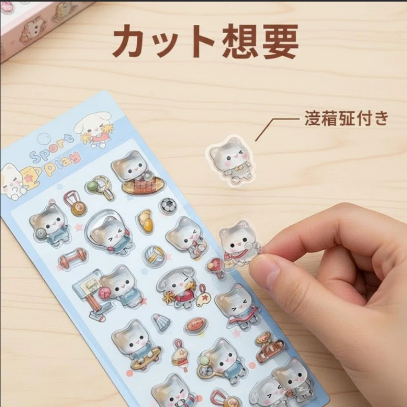 Cute Friends Notes Series 3D Crystal Relief Stickers Creative DIY Decorative Stickers for Scrapbook Journal Crafts