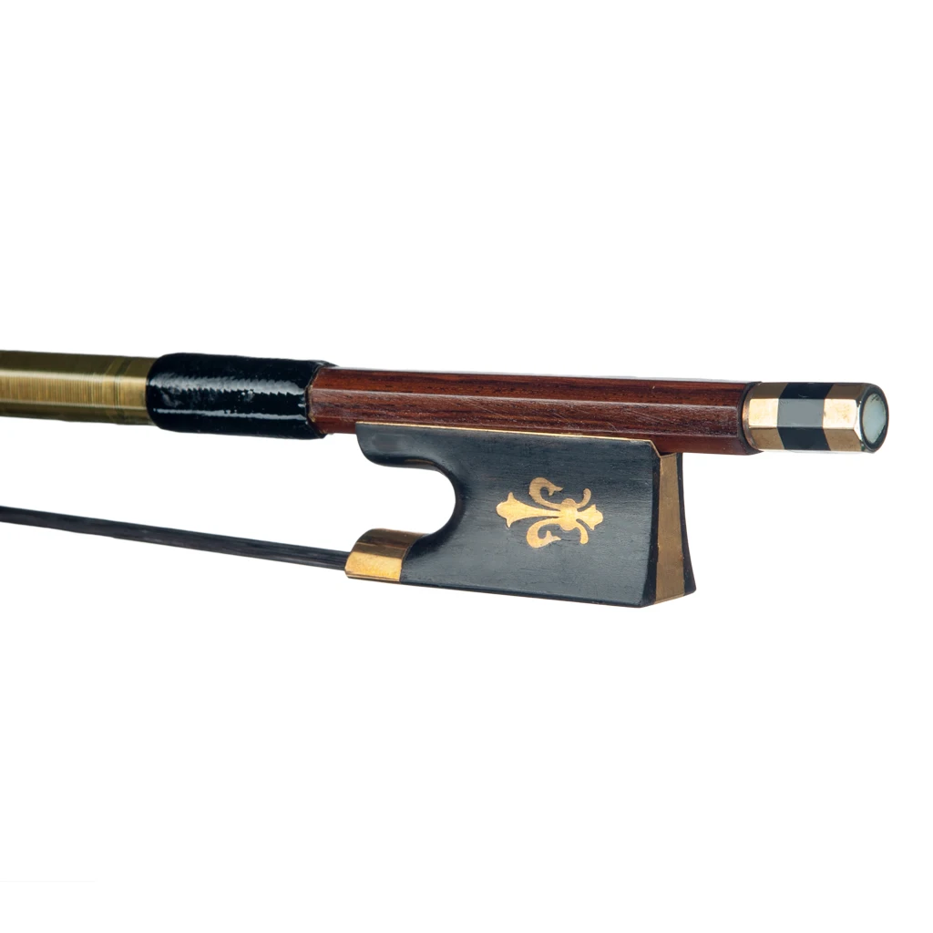 NAOMI IPE Bow 4/4 Size Violin Bow Round Stick Lizard Skin Grip Black Horsehair W/ Ebony Frog Violin/ Fiddle Bow