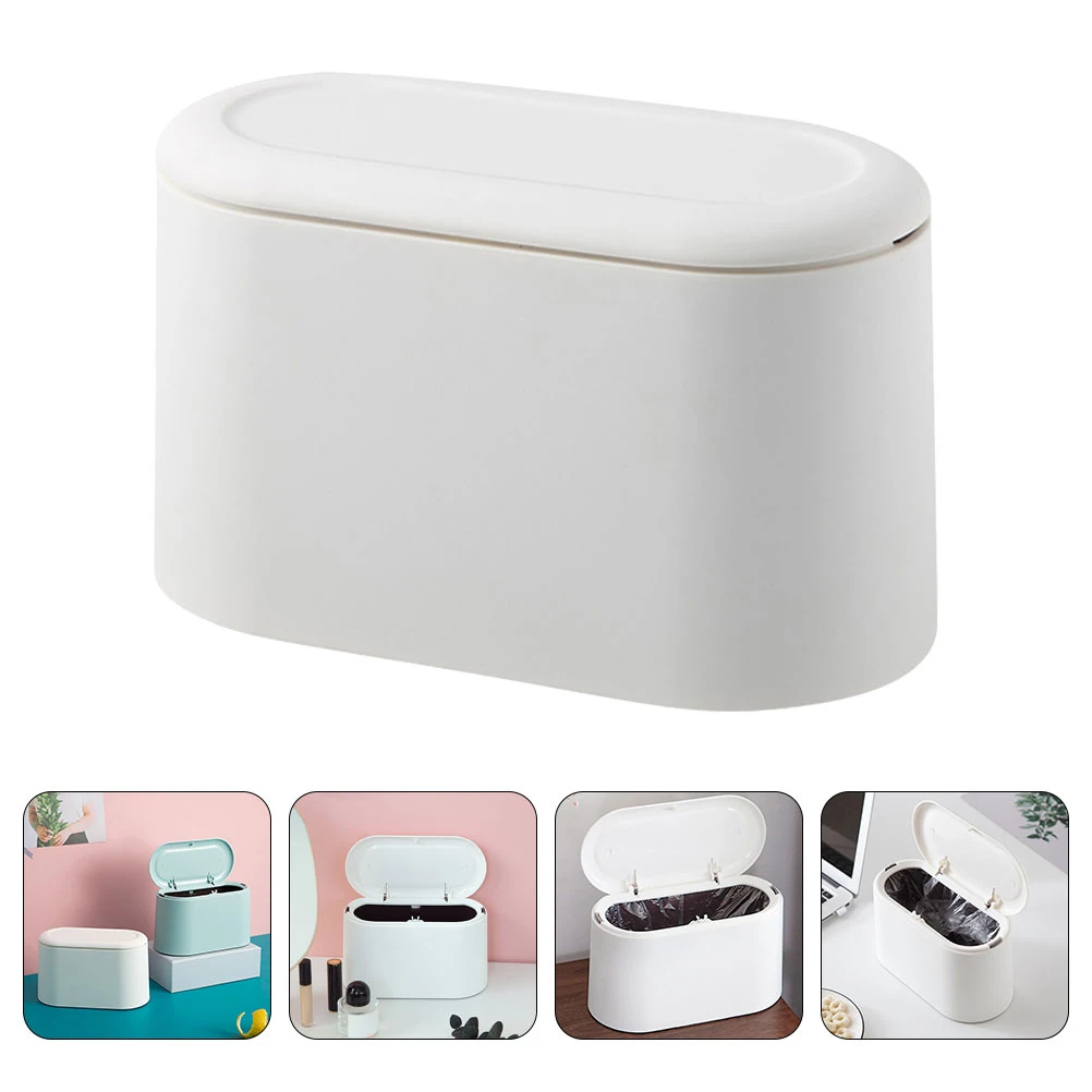 

Mini Plastic Trash Can Desktop Press Type Garbage Bin Household Compact Waste Container Bathroom Bedroom Dorm Lightweight
