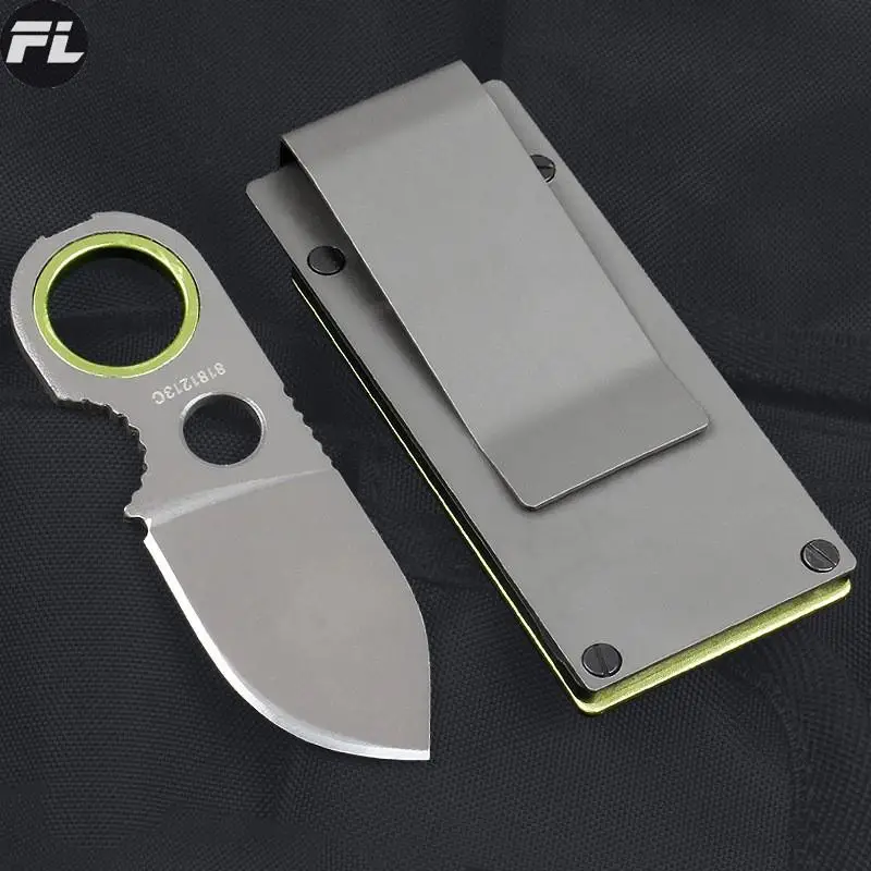 Mini cuchillo de hoja fija para exteriores, cuchillo recto multifunción, llavero de tarjeta de succión, cuchillo de bolsillo Edc para hombres