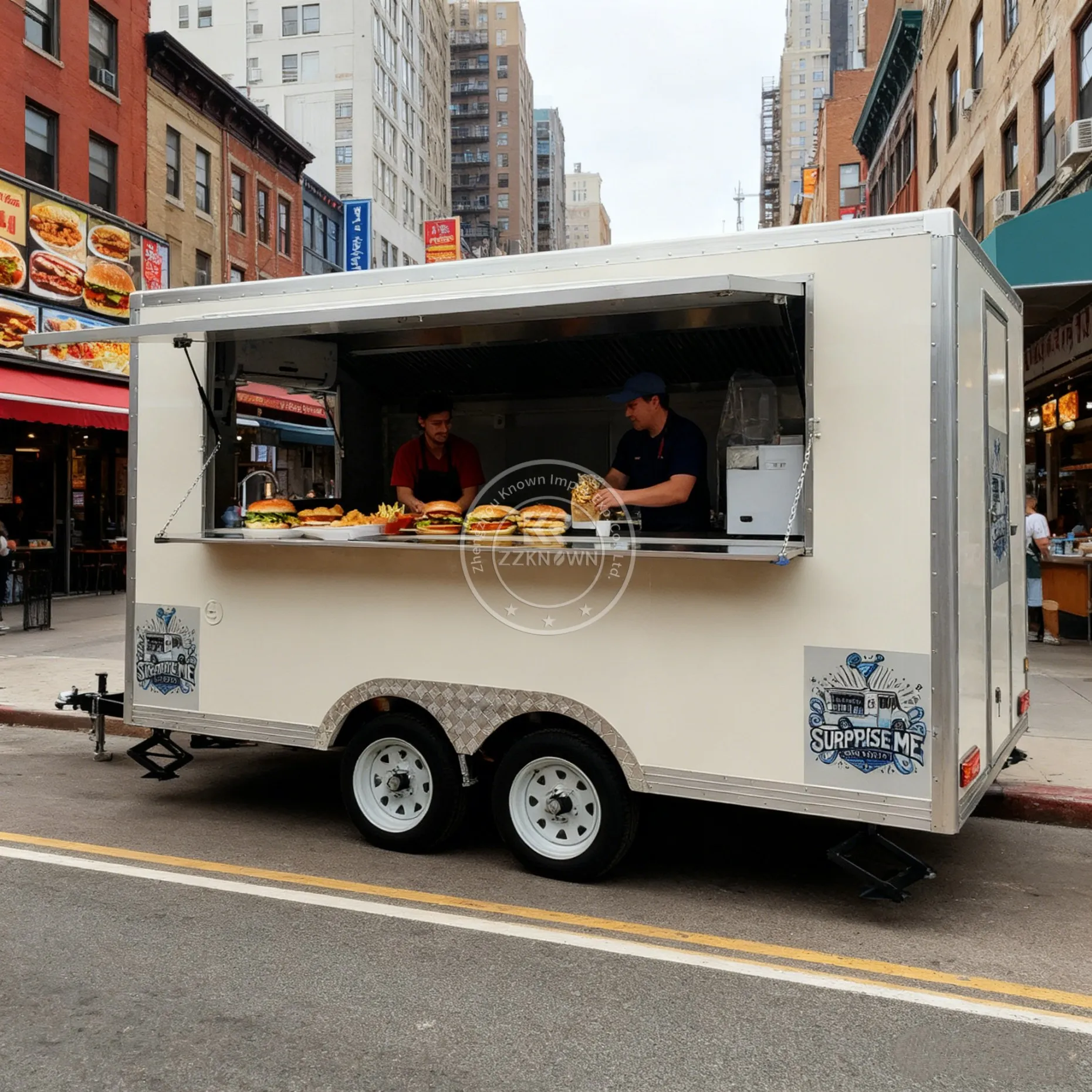 

Food Truck Trailer Mobile Cart Caravan off Road Camper Trailers Outdoor Kitchen Mobile Snack Cart Ice Cream Truck