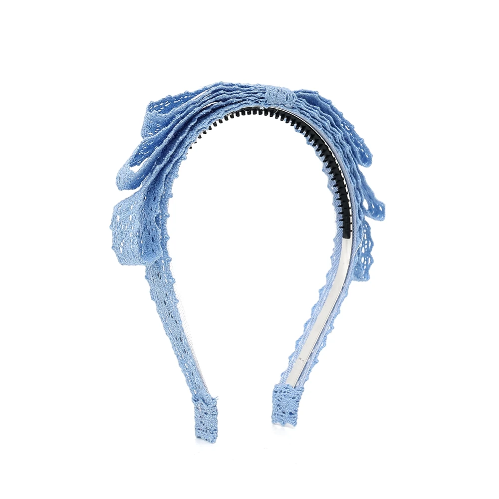 Cotton Lace Floral Knitted Ribbon headband Colorful Elegant  Hairbow  Hair Accessories Elegant Hair Scruchy hairband bow clip