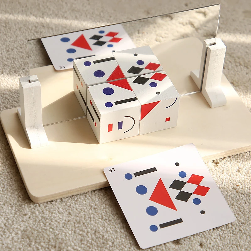 Bambini 3D Specchio Imaging Puzzle Giocattoli per lo sviluppo Montessori Spazio Pensiero logico Puzzle Giocattoli di legno