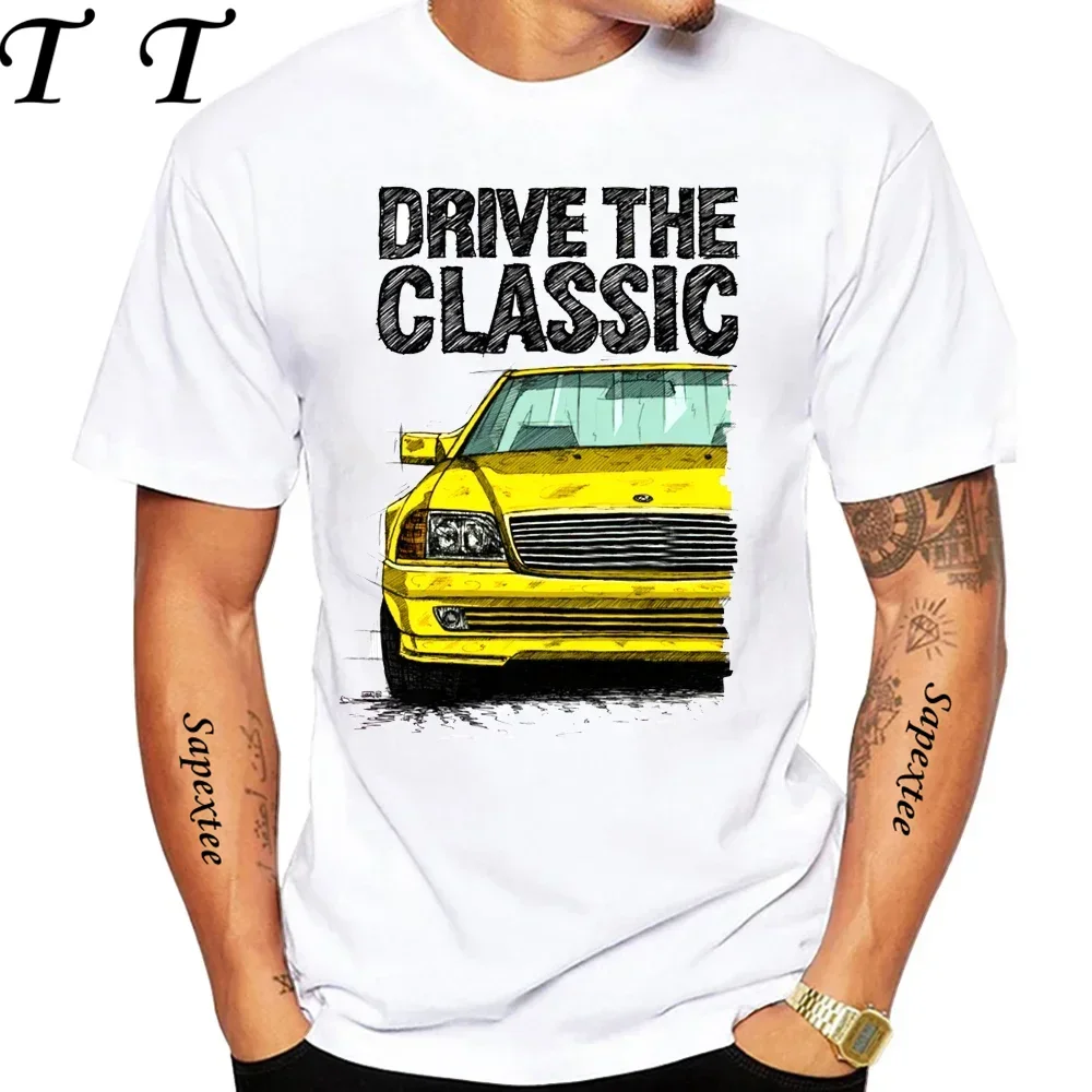 New Men Short Sleeve Drive The Classic Germany Old W123 W124 R129 T-Shirt Hip Hop Boy Casual White Tops 70's Vintage Car Tees view 4