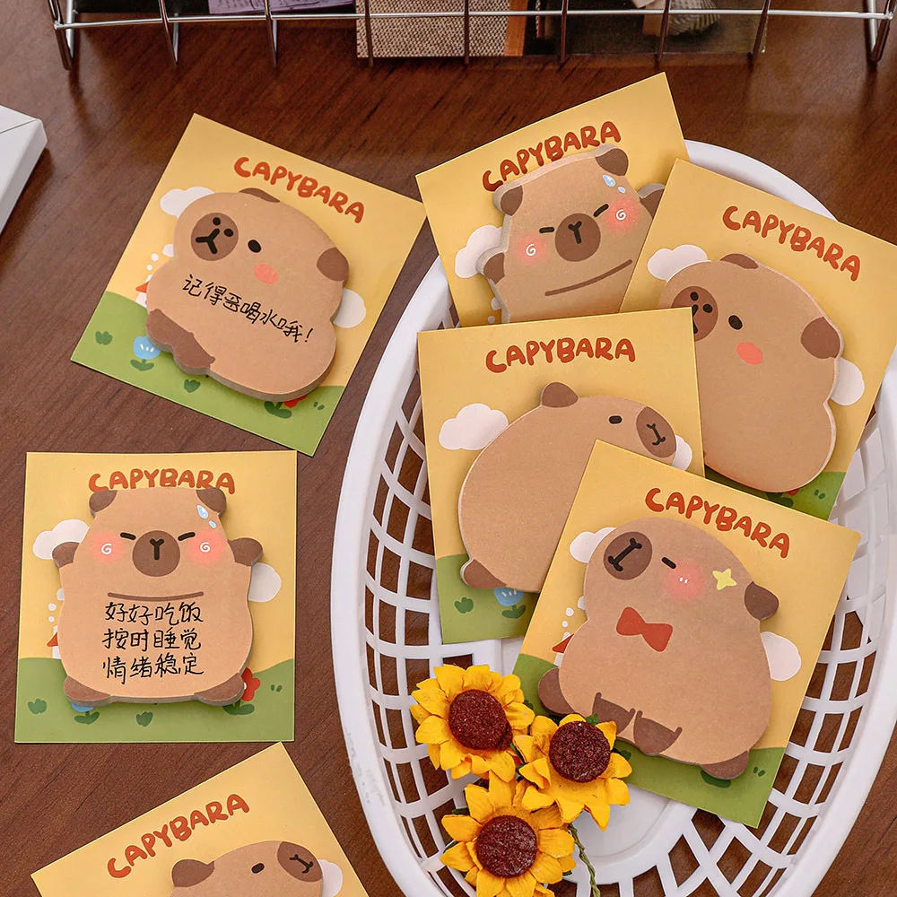 Imagem -06 - Kawaii Capybara Sticky Notes Índice Notepad Acessórios de Escritório Diário Memo Pad Scratch Paper Papelaria Estética Bonito Pacotes