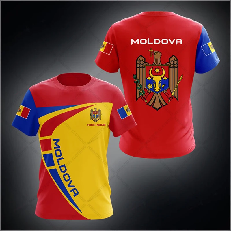 Emblemat Moldova z graficznym nazwa własna t-shirty e-sports letni fajny męski damski i dziecięcy odzież sportowa luźne za duże koszulki